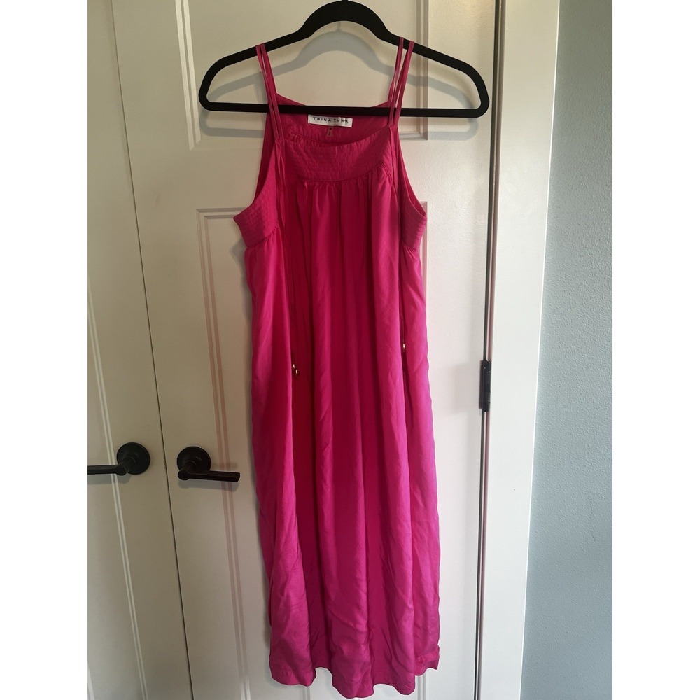 Trina Turk A Line Floret‎ Midi Dress Pink Sz Medium